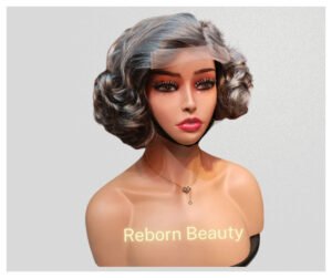 Perruque Silver Glam – Carré Bouclé Vintage & Lace Front
