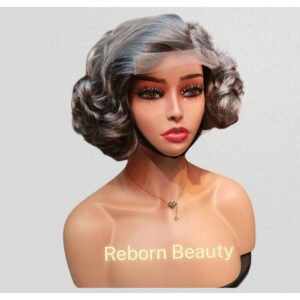Perruque Silver Glam – Carré Bouclé Vintage & Lace Front